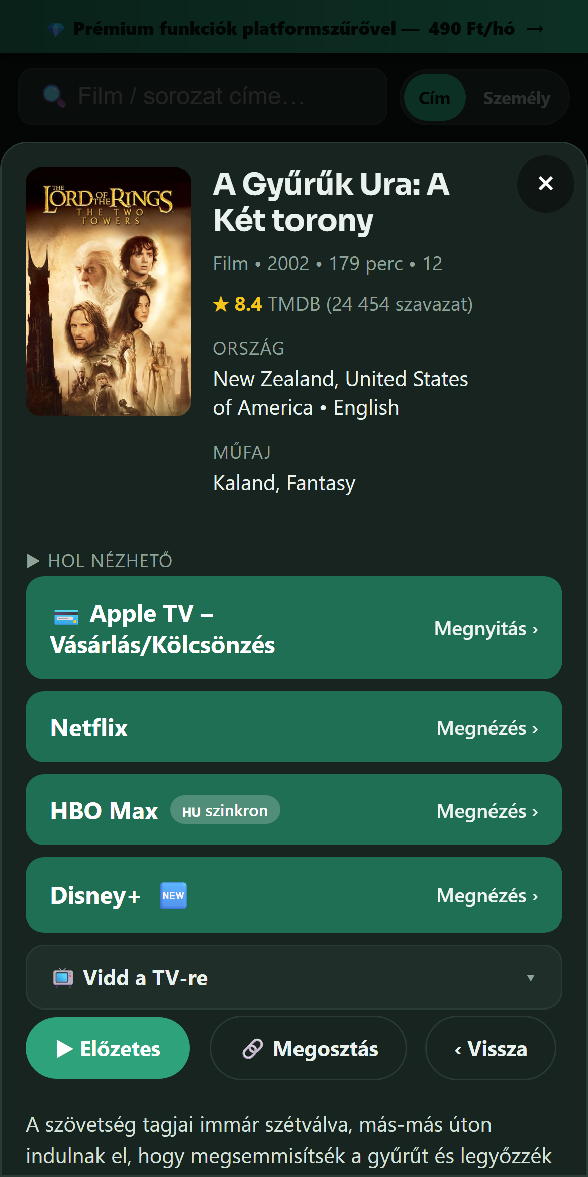 Film adatlapja: hol nézhető